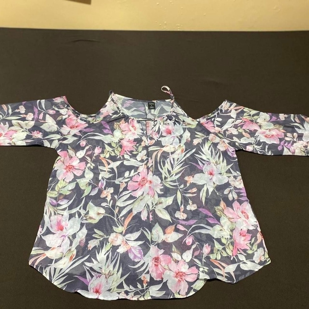City Street multicolor floral print blouse women XL. SKU-B473